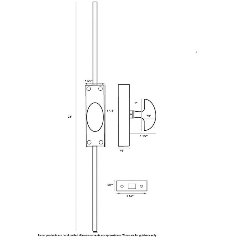 A29 Hardware 2 Feet Cremone Bolt for French Doors and Cabinets, Door Lock, Classic Style Cremone Bolt Door Hardware, Vintage and Stylish Home Decor, Black Powder Coat Finish